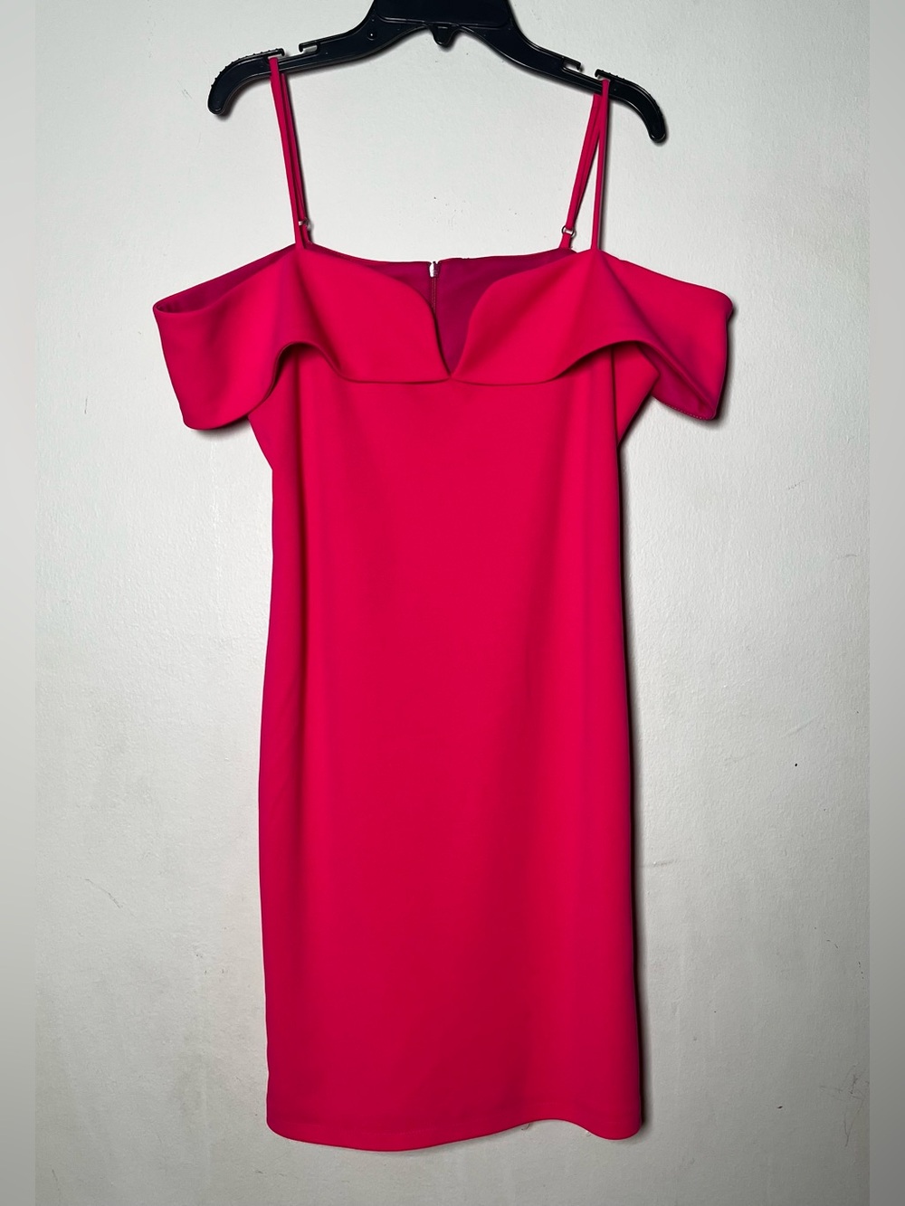 bebe One-Shoulder Ruffle Shift Dress in Hot Pink